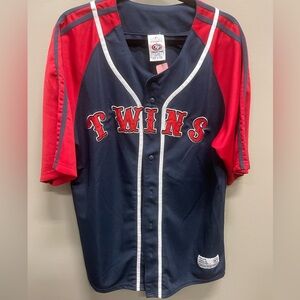 Twins Men's Short Sleeve Baseball Jersey - Red and Blue